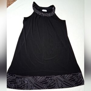 JESSE RYAN Black Sleeveless Dress with Patterned Hem